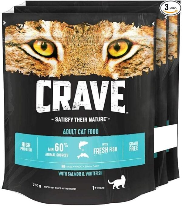 CRAVE Adult Salmon & Whitefish Dry Cat Food  750g