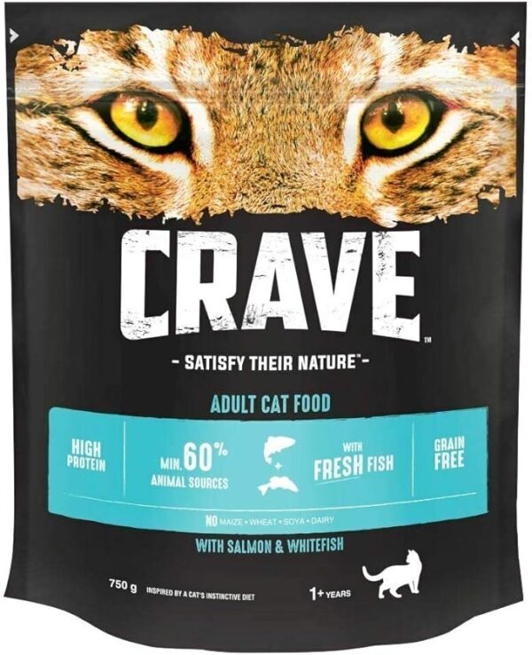 CRAVE Adult Salmon & Whitefish Dry Cat Food  750g - Image 2