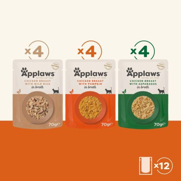 Applaws Adult Mixed Pack Cat Pouches in Broth 70g - Image 3