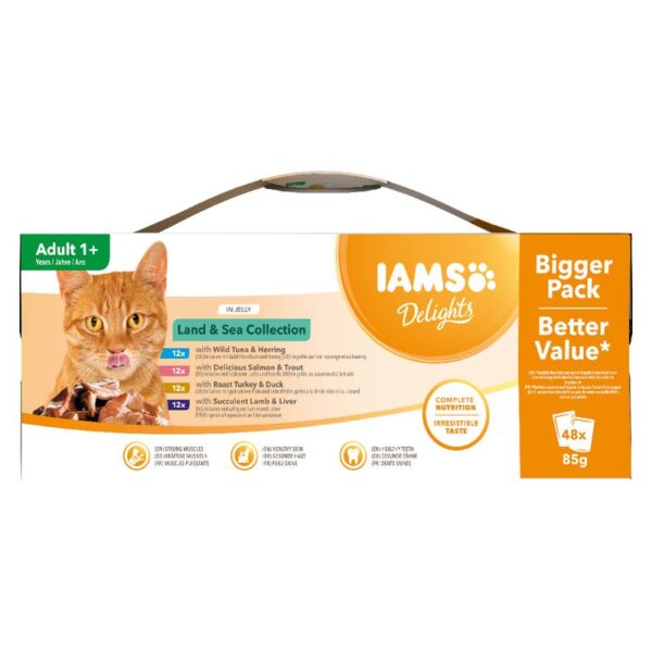 96 x 85g IAMS Delights Wet Cat Food Mega Pack!*  Land & Sea Collection in Jelly - Image 3