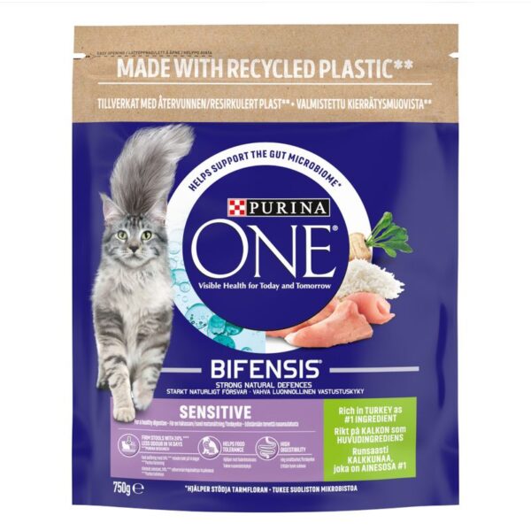 PURINA ONE Sensitive Turkey & Rice Dry Cat Food  750g - Image 2